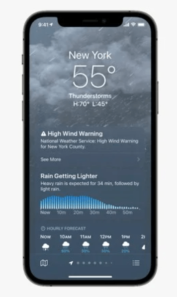 Обновленное приложение погода в iOS 15