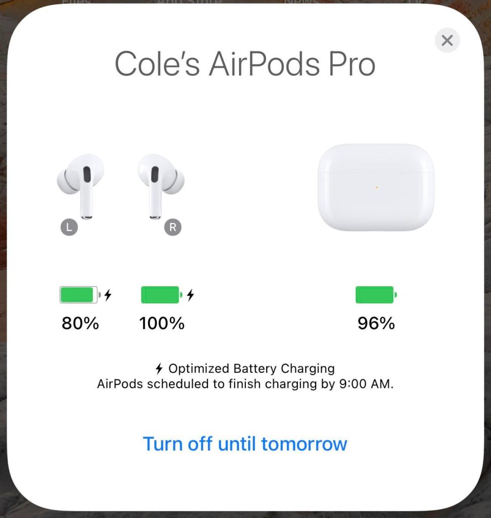Оптимизированная зарядка наушников Apple AirPods
