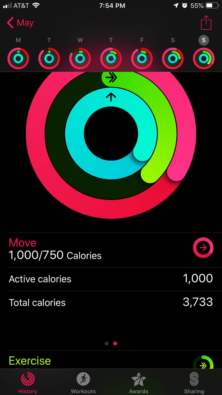 Кольца активности в Apple Watch также отображают ваши активные калории в движении