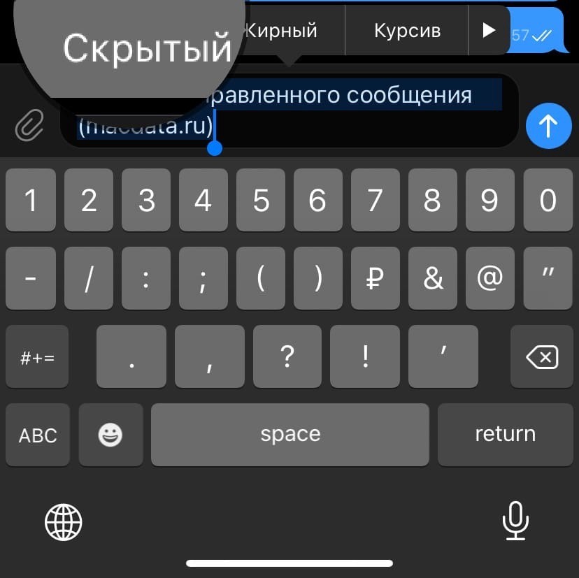Включаем режим скрытого текста в Телеграме на iOS
