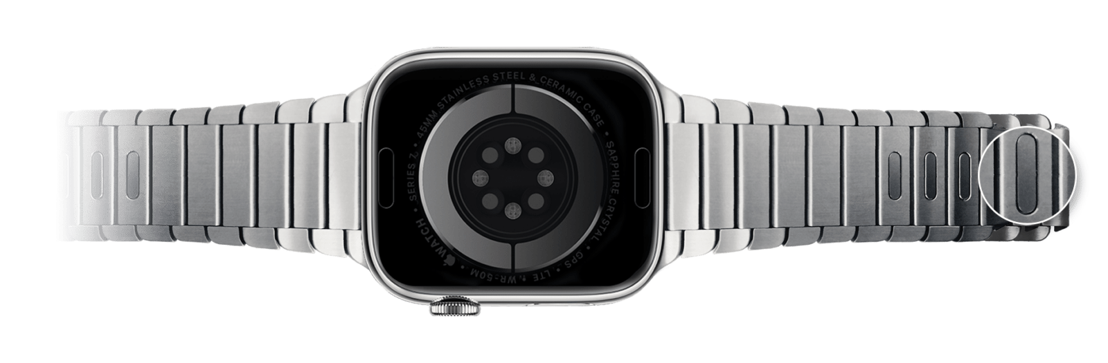 Зажимаем кнопку для снятия ремешка с Apple Watch