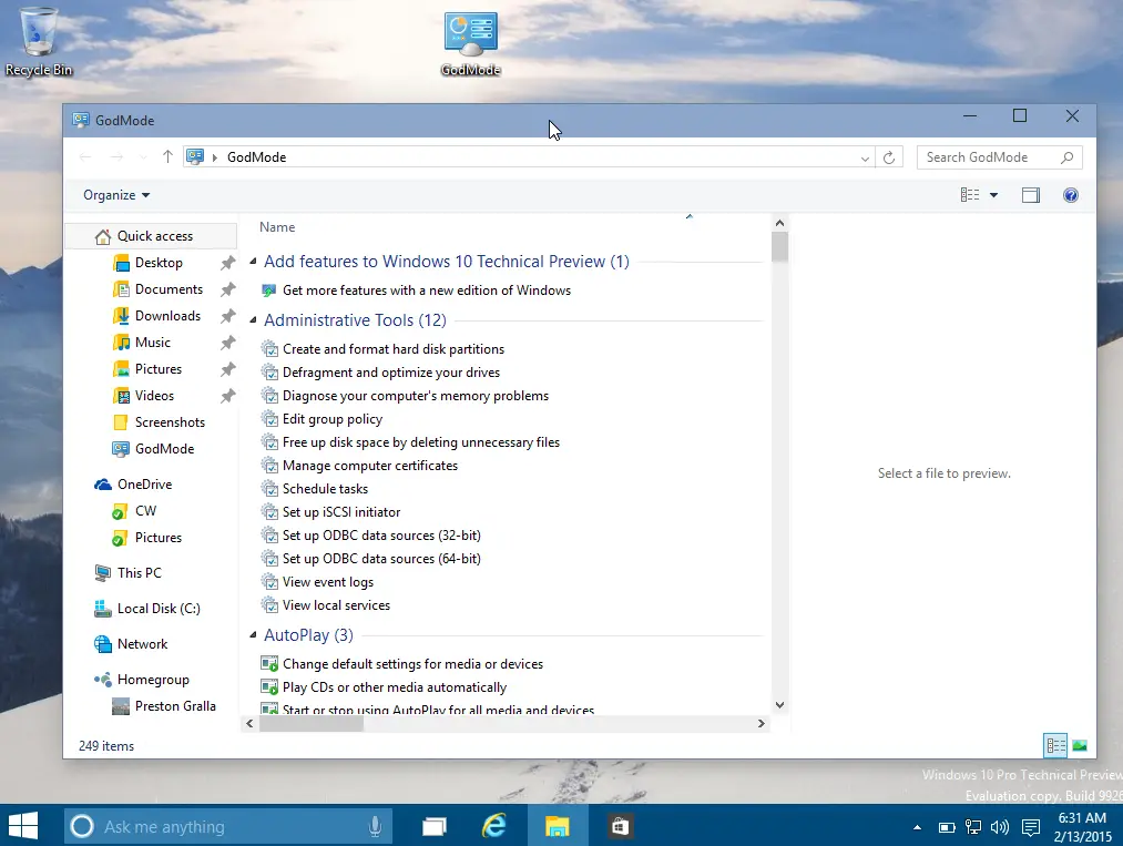 Как включить режим бога в Windows 10: два простых способа